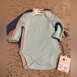 Cloud Island Ribbed Kids Bodysuits-three pack. Size 3/6 months.